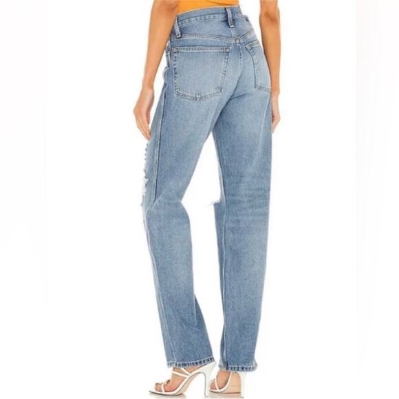 RE/DONE Destroyed 90s High Rise Loose Jeans in Destroyed Medium Blue 26 NWTs - Picture 3 of 16